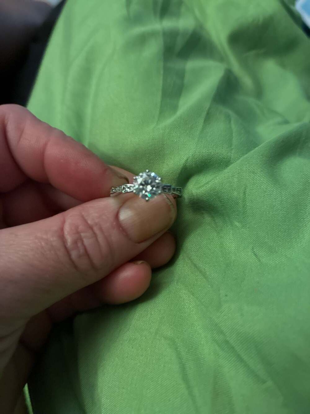 Solitaire Round Cut Engagement Ring with Channel Set Accents in Sterling Silver